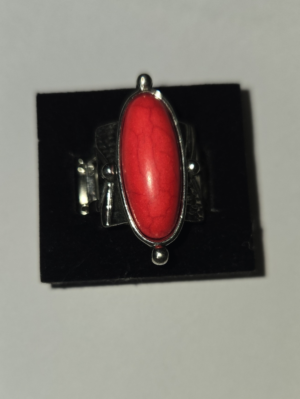 paparazzi Red Oval Stone Silver-Tone Ring